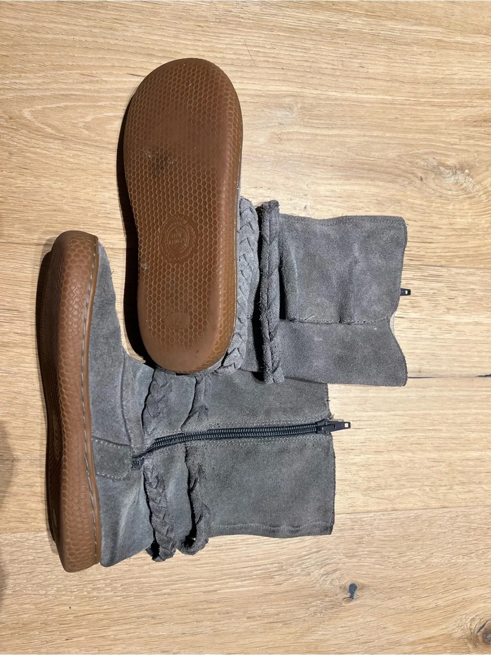 Livie and Luca Kids Gray and Purple Suede Booties, Size 12